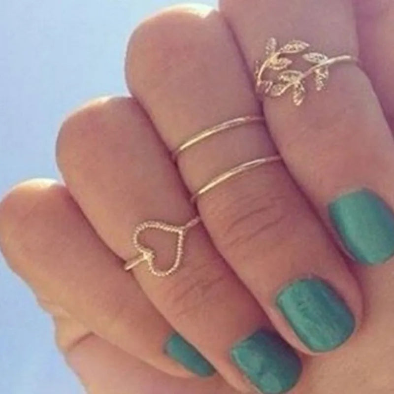 12pcs/Set Fashion Elephant Knuckle Rings Set For Women Crystal Stone Feather finger Ring Female Boho Party Jewelry Gift