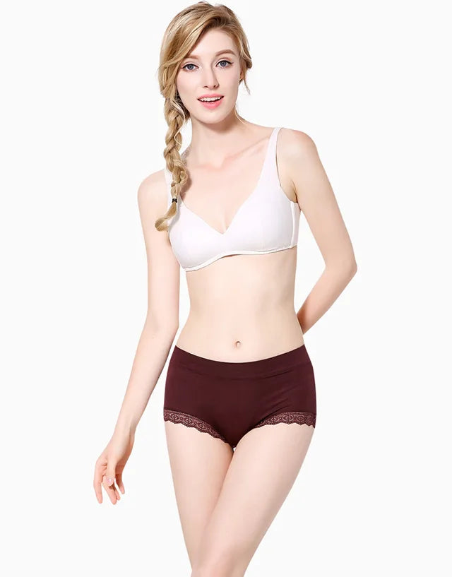Women's Cotton Underwear Sexy Lace Panties Plus Size Fashion Solid Color  Briefs High Waist Seamless Underpants Female Lingerie