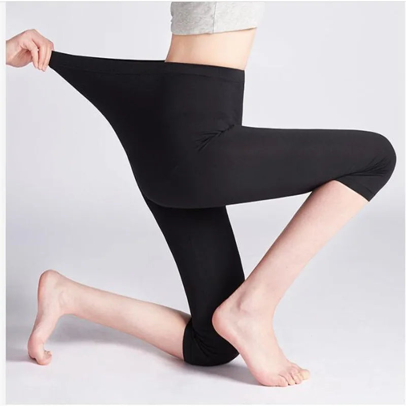 Leggings XS-7XL Summer Legings Women 3/4 Short Legging Pants Thin Women Large Size Stretch Grey Black White Pink 6XL 5XL 4XL 3XL