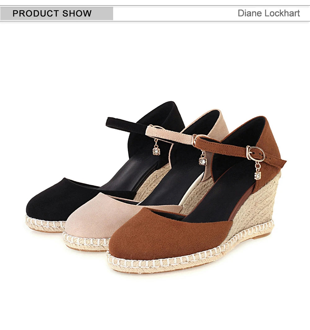 Spring New Women Espadrilles Leisure Wedges High Heels Lady Pumps Foothold Shoes Heel Slip On Round Toe for Femme Chaussures