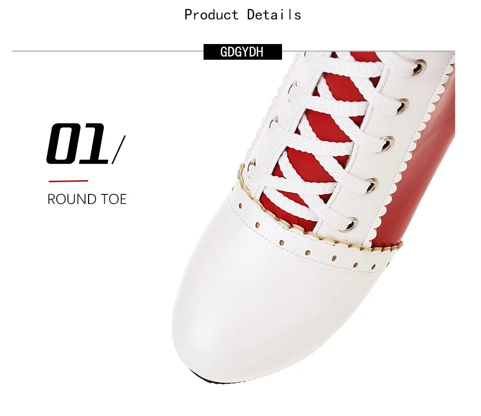 Gdgydh Korean Sweet Cosplay Lolita Shoes Women Ankle Boots High Heels Ruffles Dress Wedding Shoes Bride Mixed Colors Lace Up