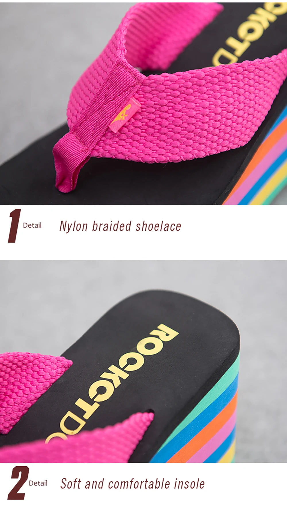 Women Flip Flops Beach Shoes Wedge Sandals Super High 10CM Heels Casual Peep Toe Platform Slippers Rainbow Summer Woman Slippers