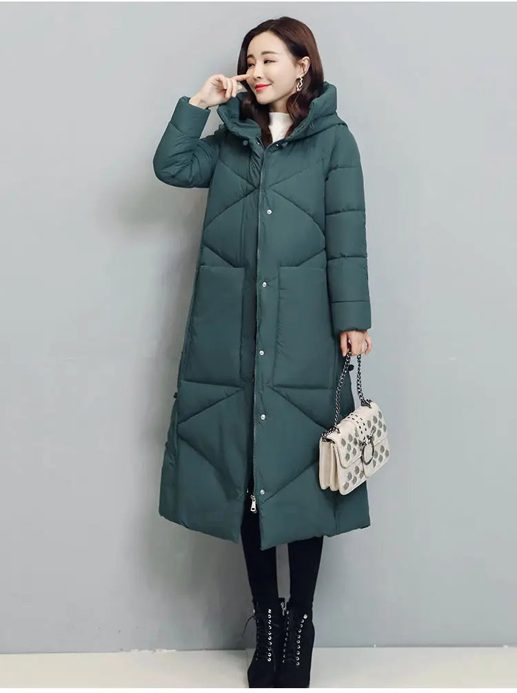 Winter Long Coat Women's 2025 Fashion New Thicken Cotton padded Warm Snow Outerwear Loose Female Windproof Hooded Jacket Parkas