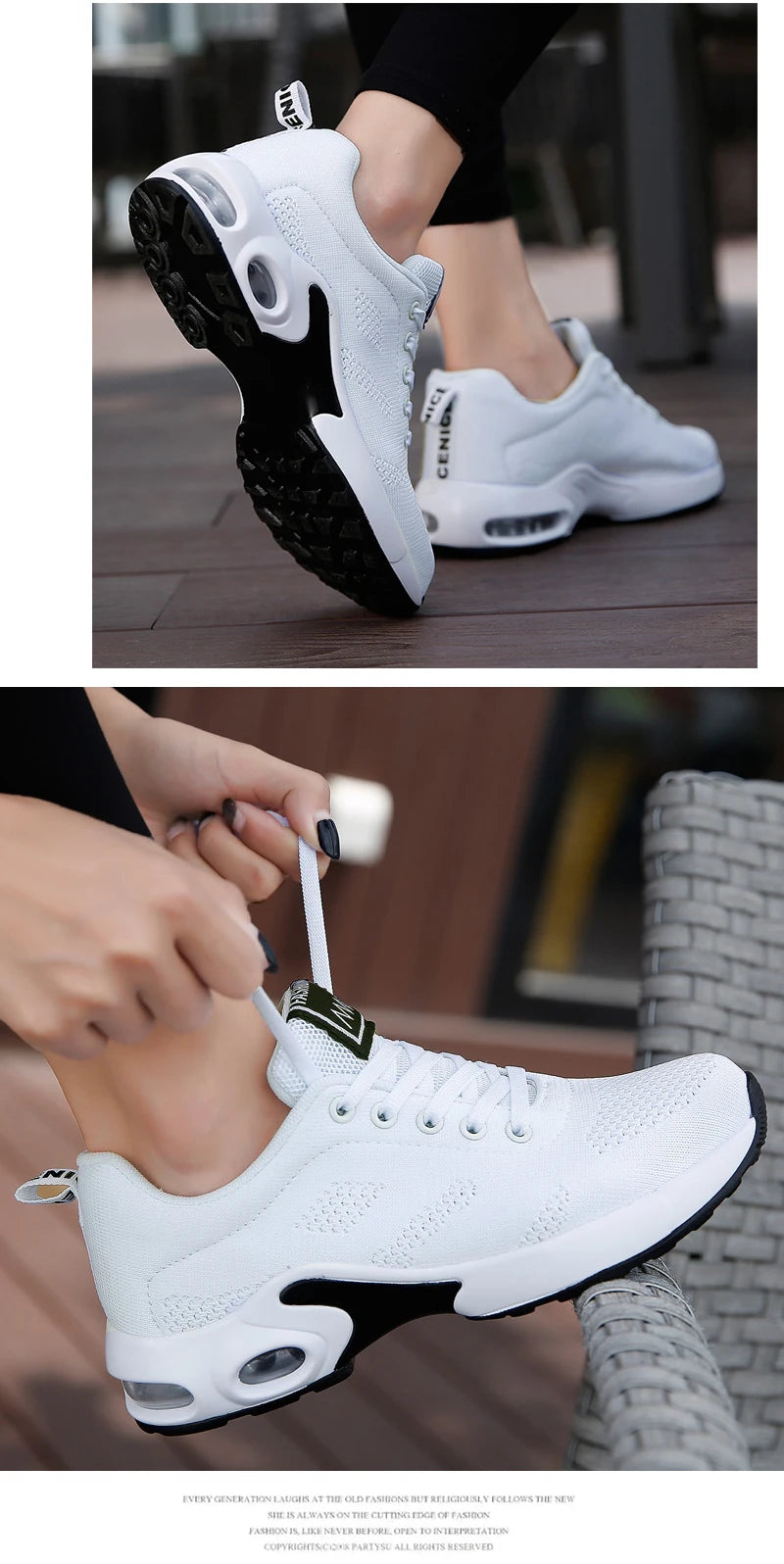 Women's Fashion Air Cushion Sports Running Flat Soft Bottom Sneaker Mesh Breathable Casual Shoes