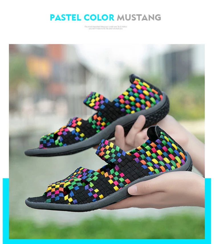 Women Flats Woven Shoes Breathable Summer Sneakers Female Casual Shoes For Walking Comfort Women Tenis Non-slip Zapatos Mujer