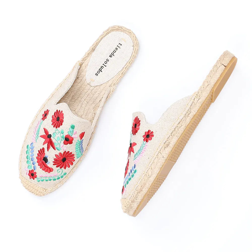 Espadrilles Slippers For Flat Shoes  Real Mules Slides Hemp Summer Flip Flops Pantufas De Pelucia Bichos Tienda Soludos