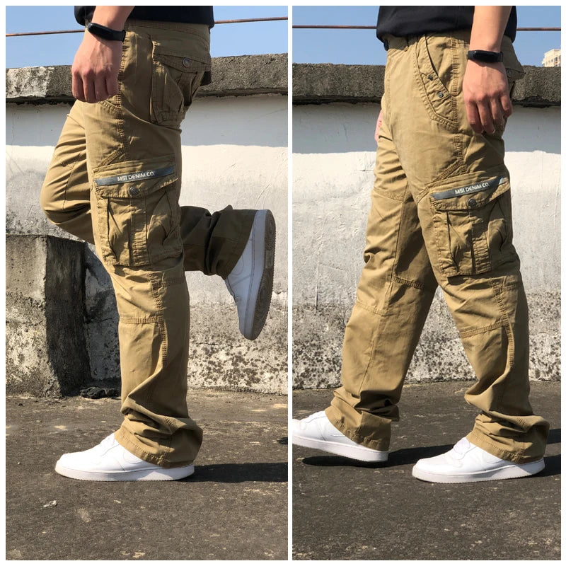 BAPAI Men's Fashion Work Pants Outdoor Wear-resistant Mountaineering Trousers Work Clothes Street Fashion Cargo Pants