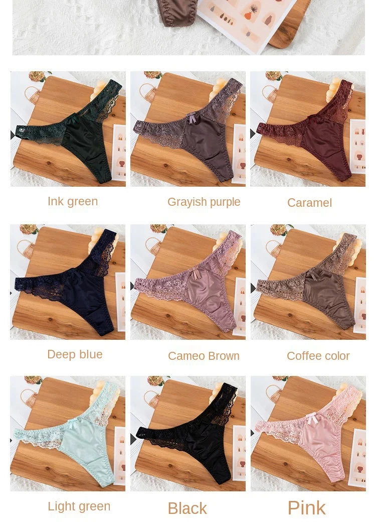 European Style Sexy Thongs Fashion Hollowed Out Comfort Panties Low Waist Seamless G-String T Pants Sexy Lace Panties Lingerie
