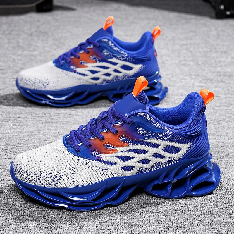Brand Logo Custom Man Breathable Summer Casual Sock Sneakers Blank Knitted Mesh Blade Sports Walking Running Shoes for Men