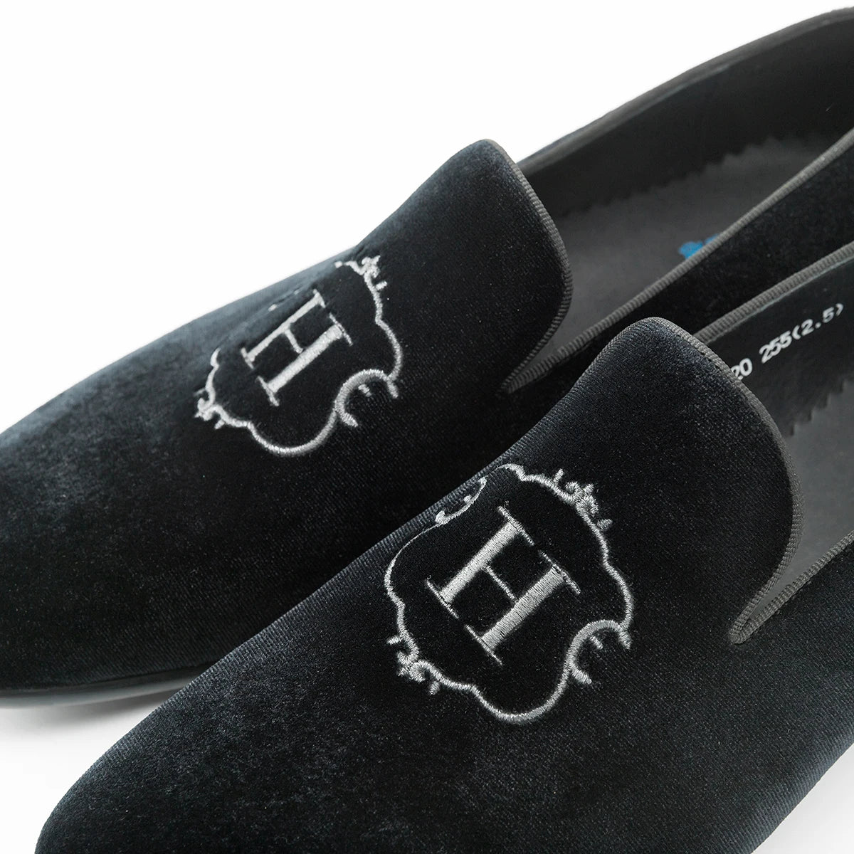 Hanmce 2025 New Design Fashion Velvet Material Slip On Luxury Hand Made Smoking Men Shoes