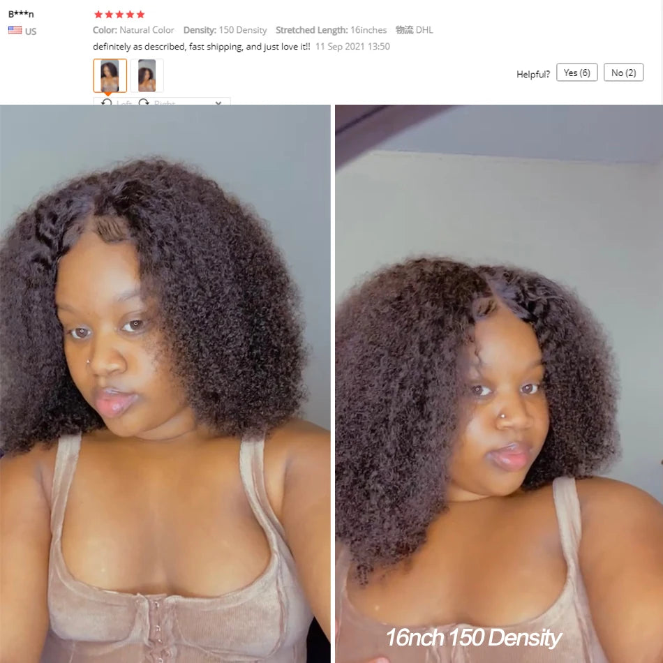Afro kinky Curly Wig Human Hair 13x6 Lace Frontal Wig Deep Part Transparent Lace Front Wig 200 Density Brazilian Xcsunny