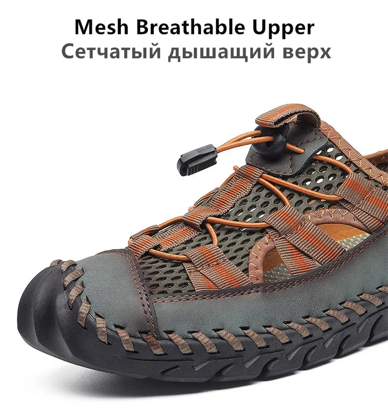 Hot Sale Summer Men's Sandals Outdoor Non-slip Men's Beach Sandals Handmade Genuine Leather Men's Shoes Fashion Men Sneakers