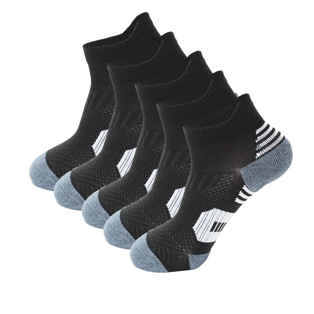 5Pairs New Spring Men's Socks AnkleThick Knit Sports Sock Outdoor Fitness Breathable Quick Dry Wear-resistant Short Running Sock
