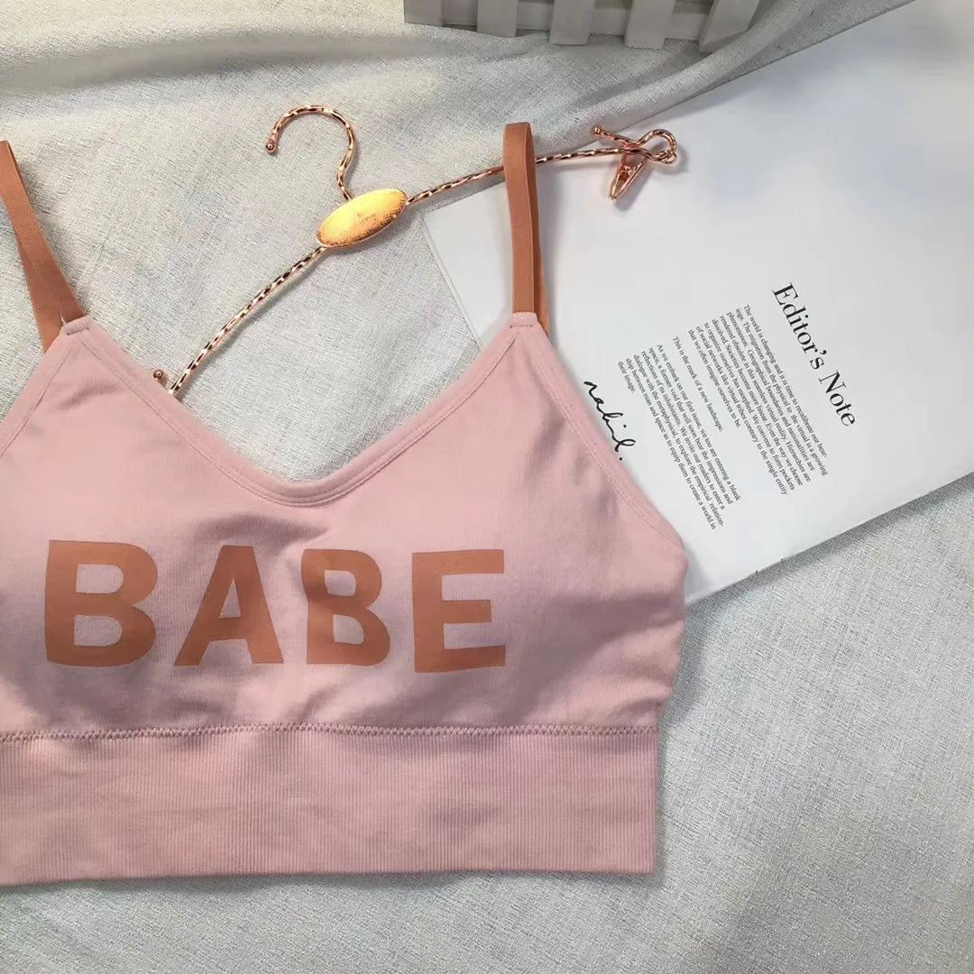 Women's Cotton Underwear Tube Top Bra Fashion Bra Top Female Letter Underwear Girl Suspender Tank Up Women's Sports Bra Lingerie