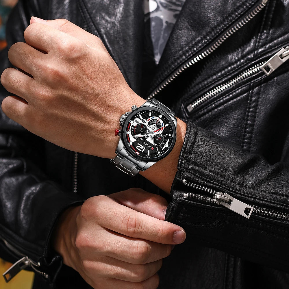CURREN Luxury Brand Sport Wristwatches for Man Luminous Quartz Watches Casual Chronograph Stainless Steel Male Clock