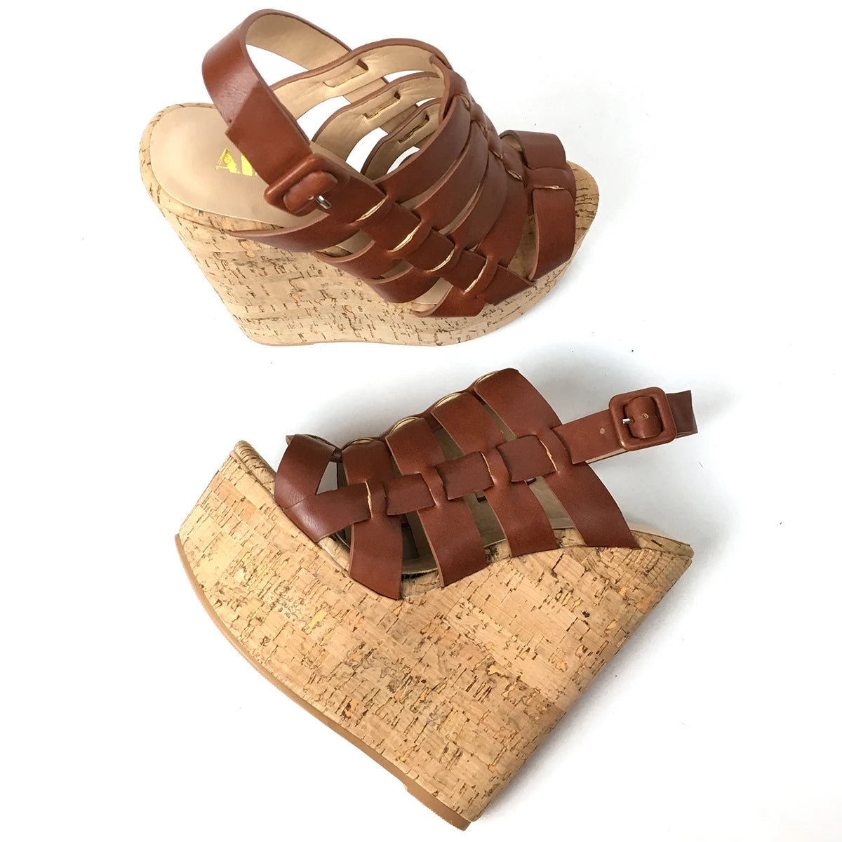 Women’s Cork Wedge Slingback Sandals – Peep Toe Cross Strap Summer Casual Shoes, Comfortable