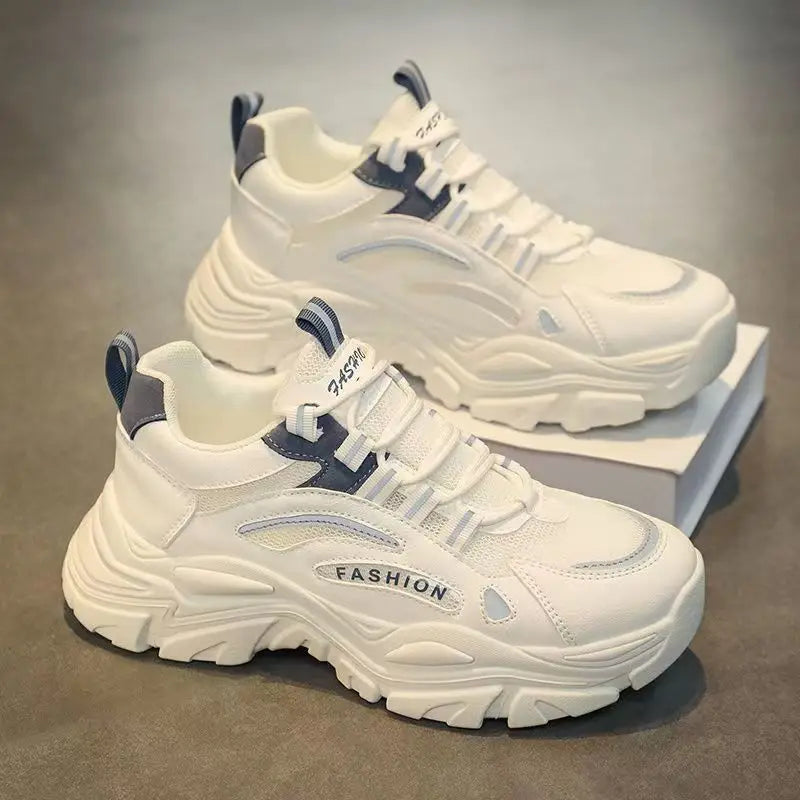 Sporty Breathable Elevated High-end Comfortable Anti-slip Anti-odor Light Weight Mesh Genuine Leather Lace-up Running Shoes