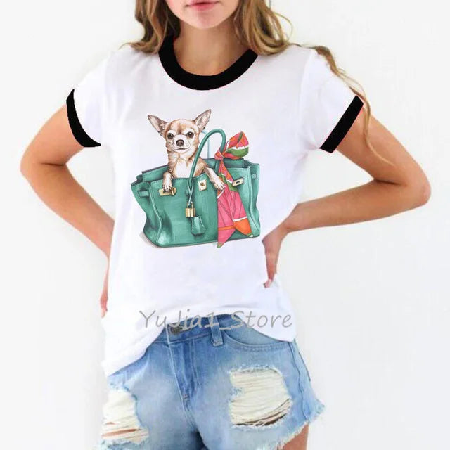 There's Advantages to Being Cute T Shirt Women funny Chihuahua print TShirt dog lover top lovely girl t-shirt tee shirt femme