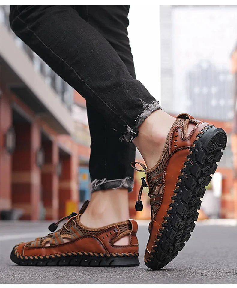 Hot Sale Summer Men's Sandals Outdoor Non-slip Men's Beach Sandals Handmade Genuine Leather Men's Shoes Fashion Men Sneakers