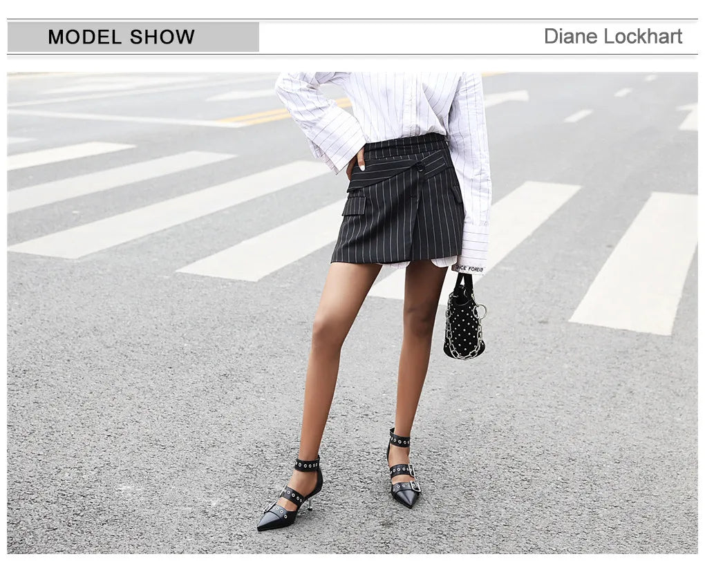 2025 Spring New Women Gladiator Pump Thin High Heels Pointed Toe Ankle Strap Buckle Party Ladies Sandals Shoes Zapatos Mujer