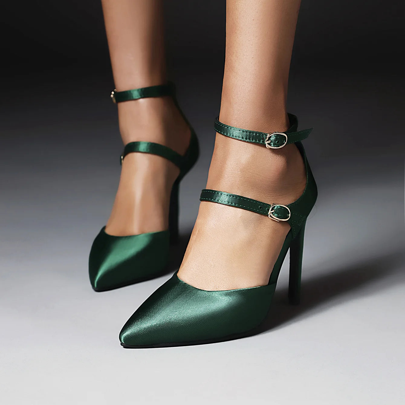 2026 Sexy Classic High Heels Women Sandals Summer Shoes Ladies Pumps Heels Woman Buckle Ankle Strap Shoes Green Black size 34-43