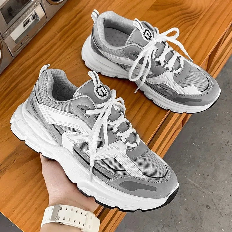 Spring New Leisure Sports Men's Shoes Versatile Elevated Board Shoes Mesh Breathable Men's Running Shoes