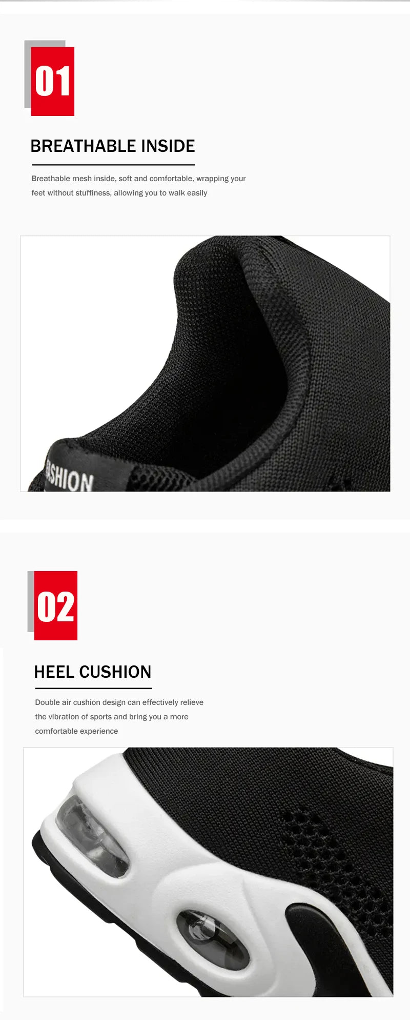 Women's Fashion Air Cushion Sports Running Flat Soft Bottom Sneaker Mesh Breathable Casual Shoes