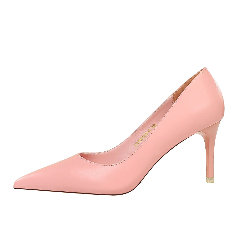 2023 Women 7.5cm 10.5cm High Heels Pumps Lady Wedding Bridal Scarpins Stripper Low Heels Plus Size Fetish Party Blue Pink Shoes