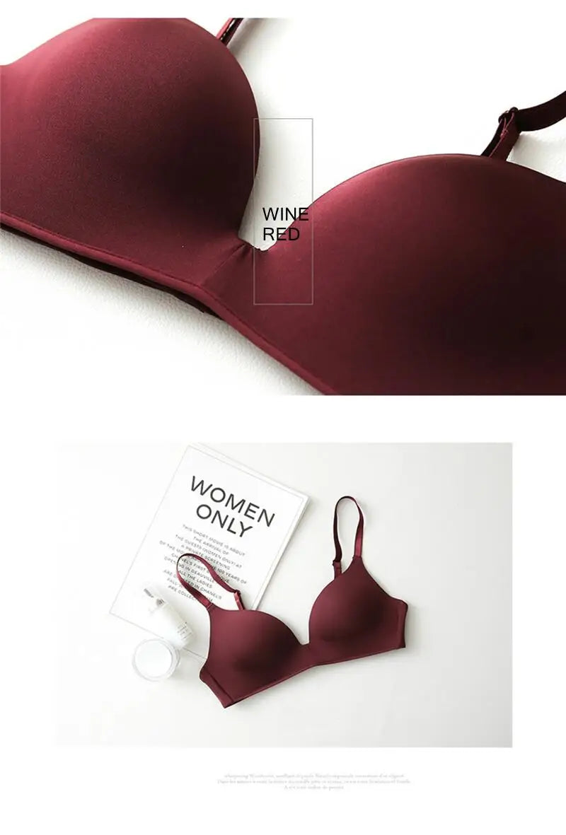 Thin Triangular Cup Bra Adjustable Shoulder Strap Gather Brassiere Wireless Anti-glare Bralette Seamless Sleeping Women Lingerie