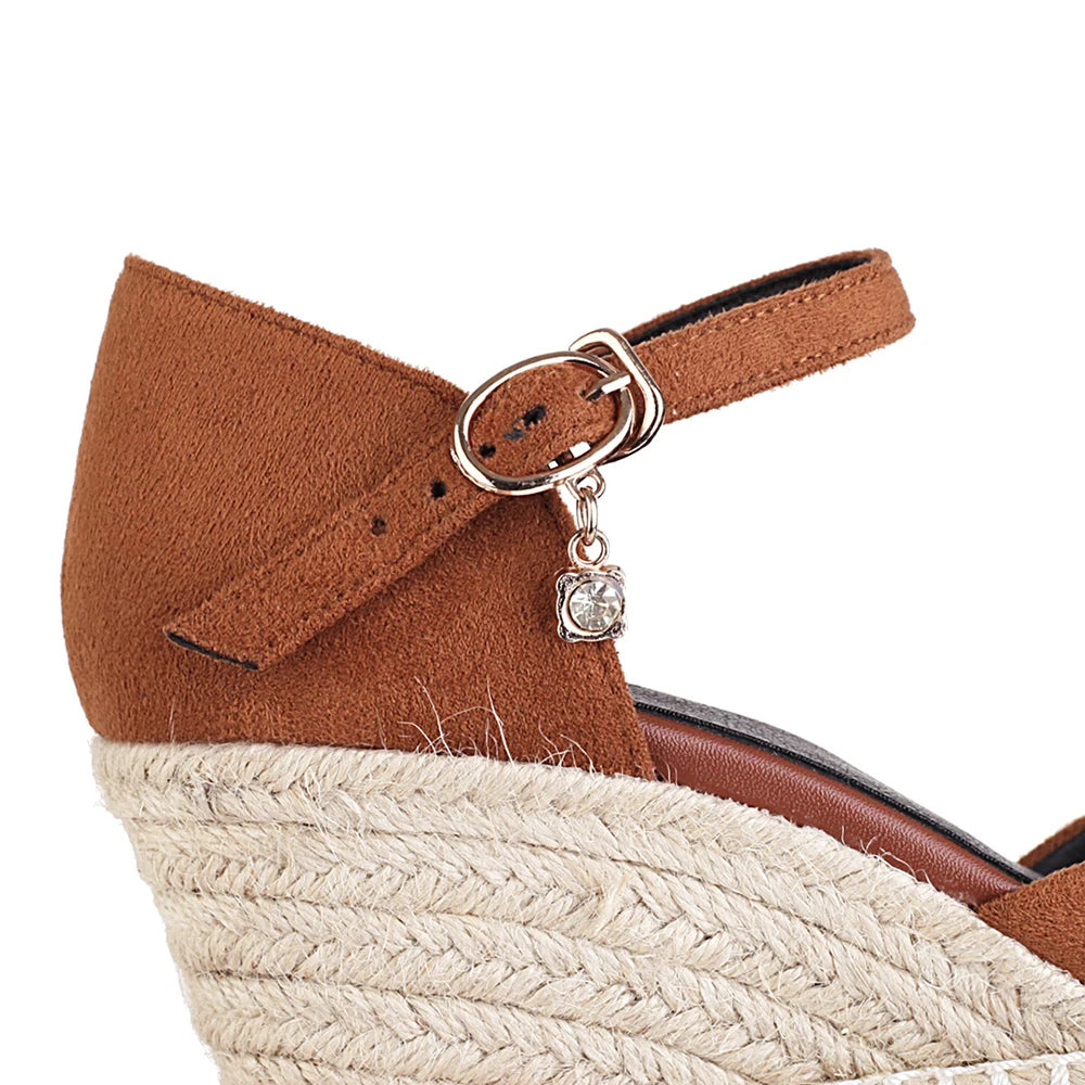 Spring New Women Espadrilles Leisure Wedges High Heels Lady Pumps Foothold Shoes Heel Slip On Round Toe for Femme Chaussures