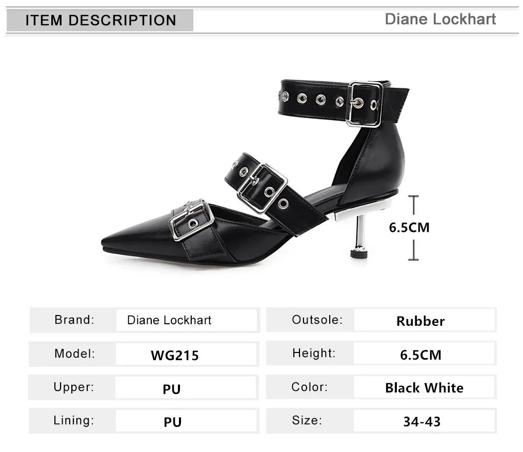 2025 Spring New Women Gladiator Pump Thin High Heels Pointed Toe Ankle Strap Buckle Party Ladies Sandals Shoes Zapatos Mujer