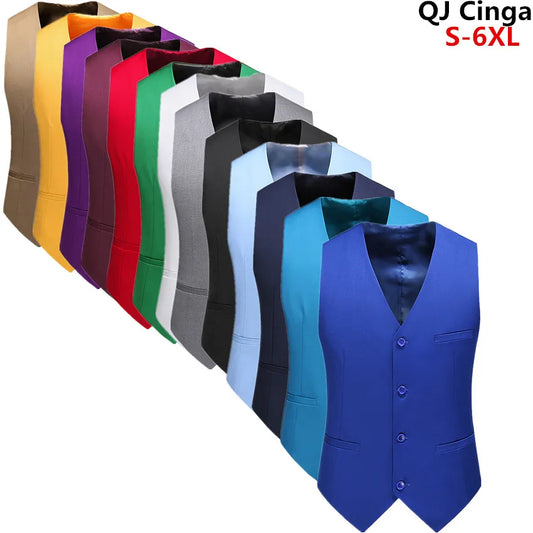 Royal Blue Vest Waistcoat Men's Brand New Slim-Fit V Neck Dress Vests Mens Formal Business Wedding Tuxedo Chaleco Hombre 6xl
