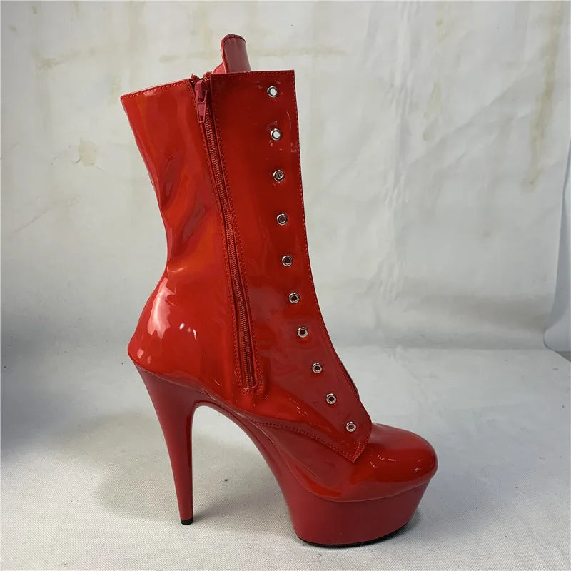 Fashion sexy knight women 8 inch high heels open toe khaki 15-20cm model pole dancing ankle boots