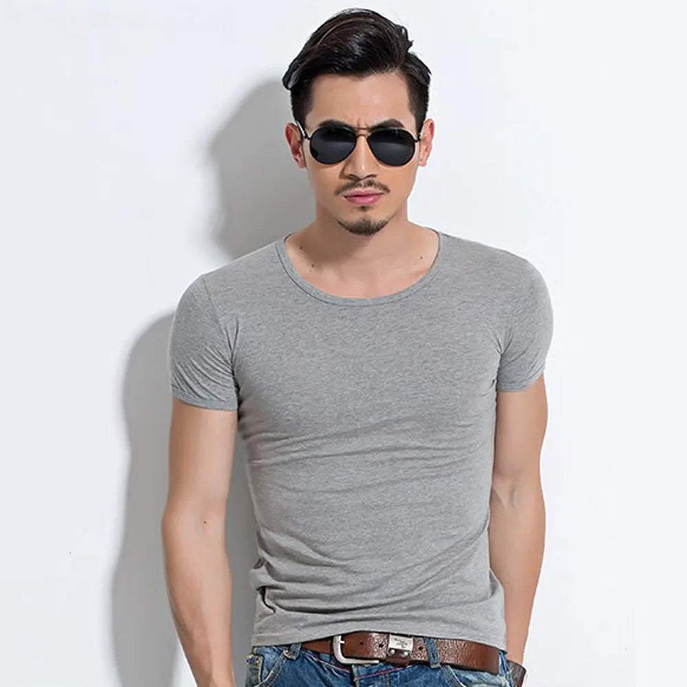 Men's T Shirt Short Sleeve Men T-Shirt O-Neck Slim Solid Color Half Sleeved Man Tops Tee Shirt 2026 MRMT Men T Shirt Clothing