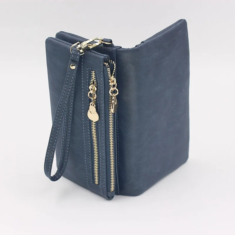 PUOU 2026 Fashion Zipper Purses Women's Wallets Envelop Long Wallet Women Long Section Clutch Wallet Soft PU Leather Money Bag