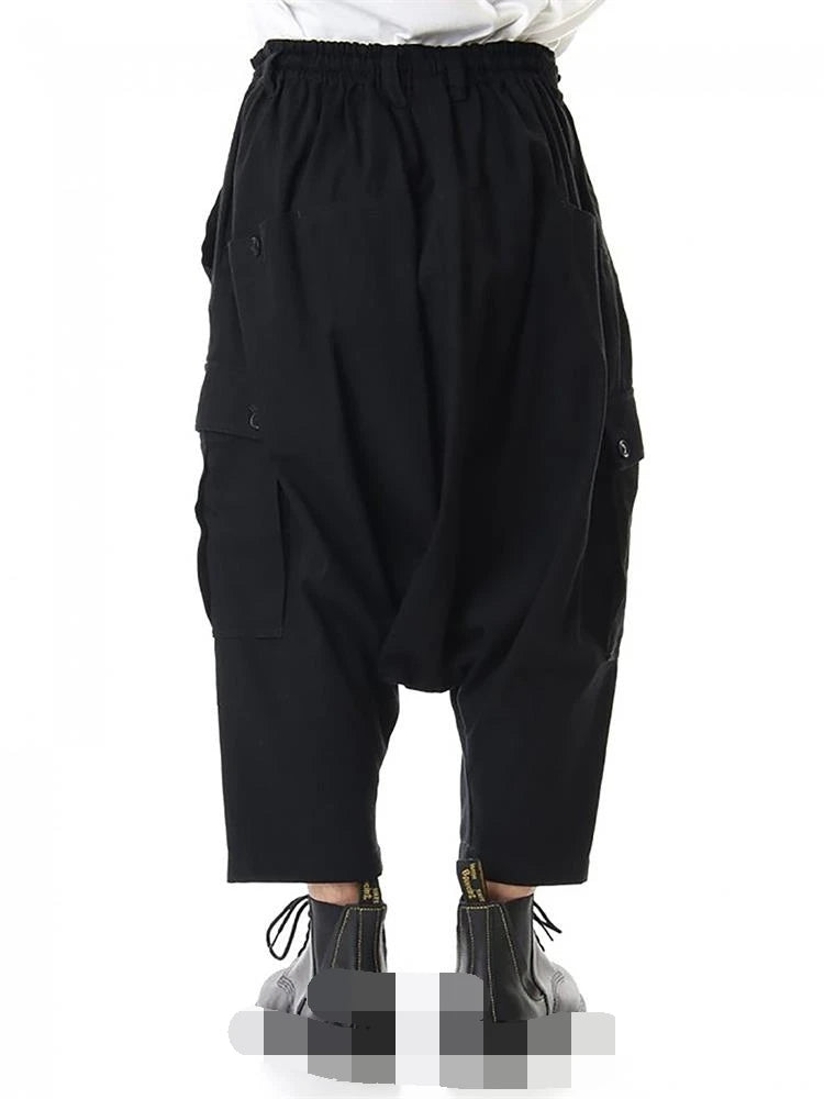 Men's new menswear fashion hair stylist fashion trend casual nine point halen pants low crotch plus size clothing