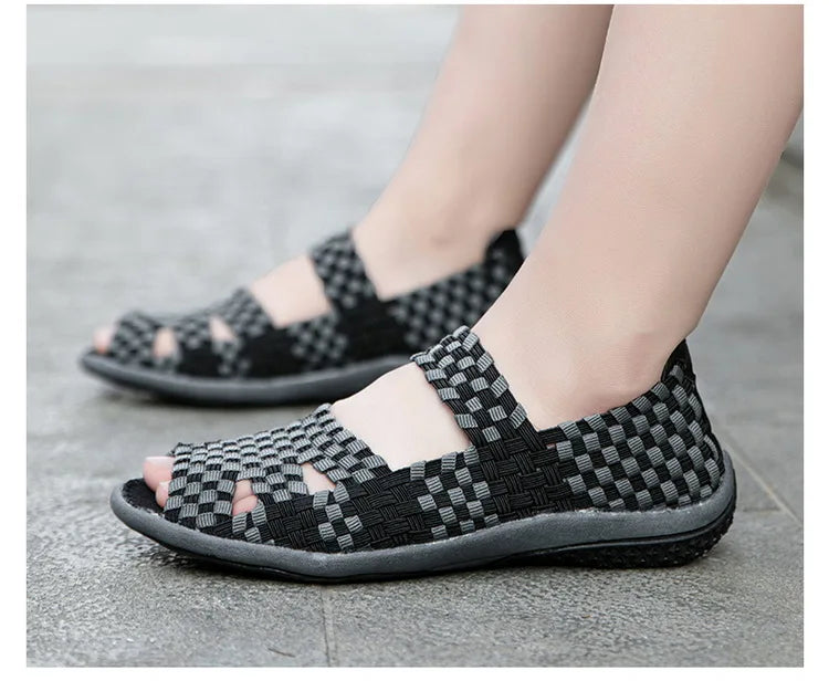 Women Flats Woven Shoes Breathable Summer Sneakers Female Casual Shoes For Walking Comfort Women Tenis Non-slip Zapatos Mujer