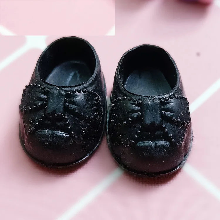 New 1/8 Doll Accessories 2.5CM Doll Shoes Fashionable and Cute Bow Pattern Flat Shoes for 16cm Doll Body PVC Shoes