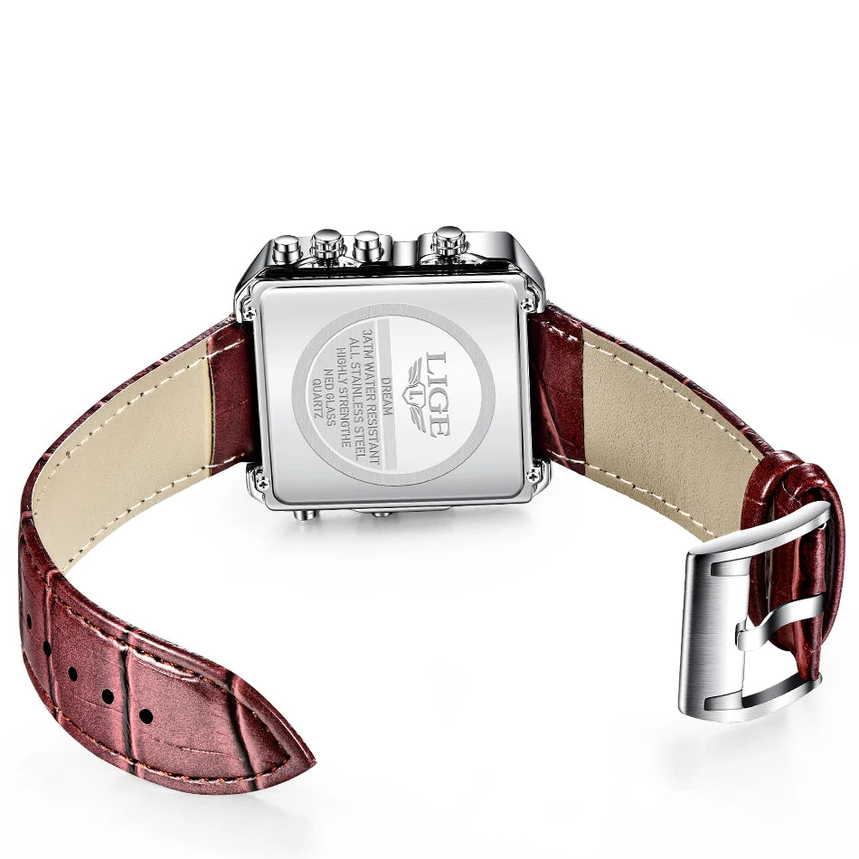 LIGE 2025 Top Brand Luxury Mens Watches Square Digital Sports Quartz Wrist Watch for Men Waterproof Stopwatch Relogio Masculino