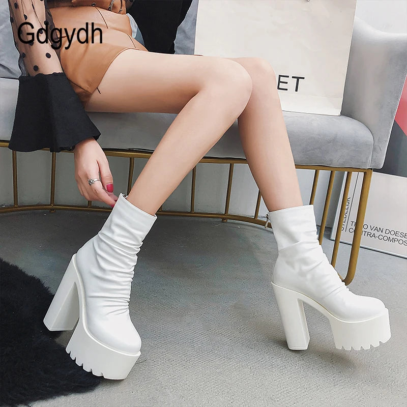 Platform Gothic Ankle Boots | Women's High Heel Short Boots