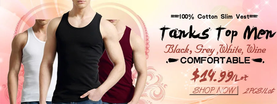 Tank Tops Men Fitness Cool Summer 100% Cotton Vest Male Sleeveless Tops Gym Slim Casual Undershirt Mens Gift 10 Colors 1PCS