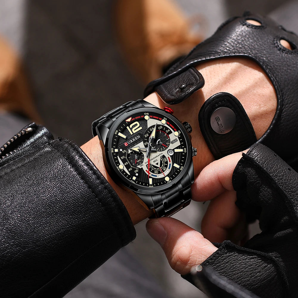 CURREN Luxury Brand Sport Wristwatches for Man Luminous Quartz Watches Casual Chronograph Stainless Steel Male Clock