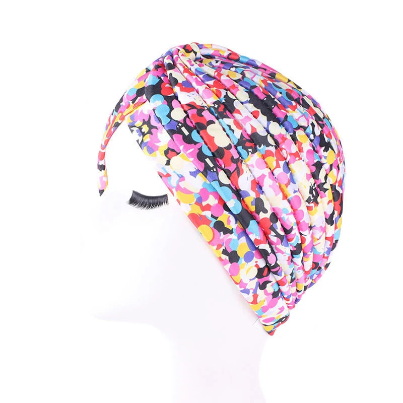2022 New Print African Headtie Turban Cap Soft Stretch Twisted Pleated Beanie Head Wrap for Women Chemo Bonnet
