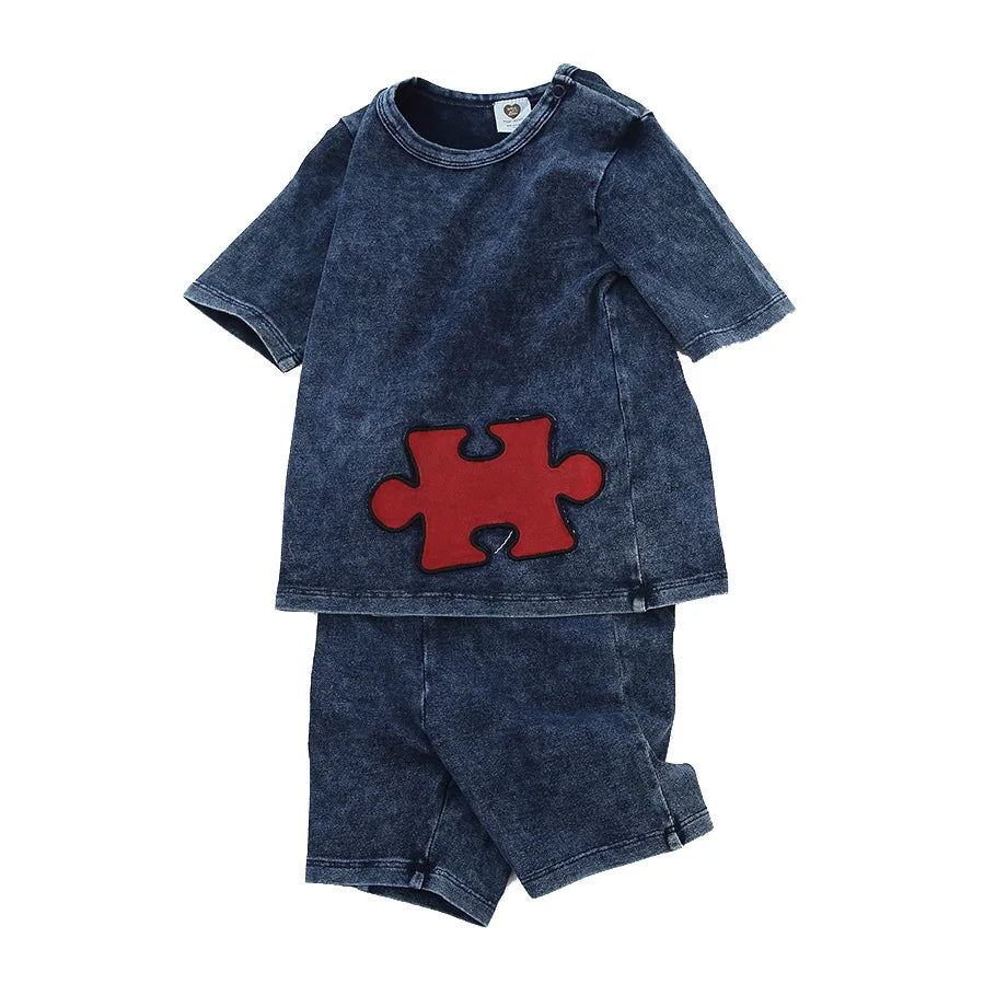 Baby boy summer fashion clothes set toddler kids shorts sets cotton denim outfit sets short sleeve t-shirt top pants casual wear