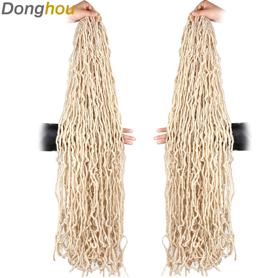 Long Goddess Faux Locks Crochet Braids Brown Blue 1B 30 350 Soft Locs Braiding Hair Synthetic Faux Locs Crochet Hair Extensions