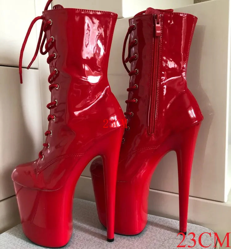 Fashion sexy knight women 8 inch high heels open toe khaki 15-20cm model pole dancing ankle boots