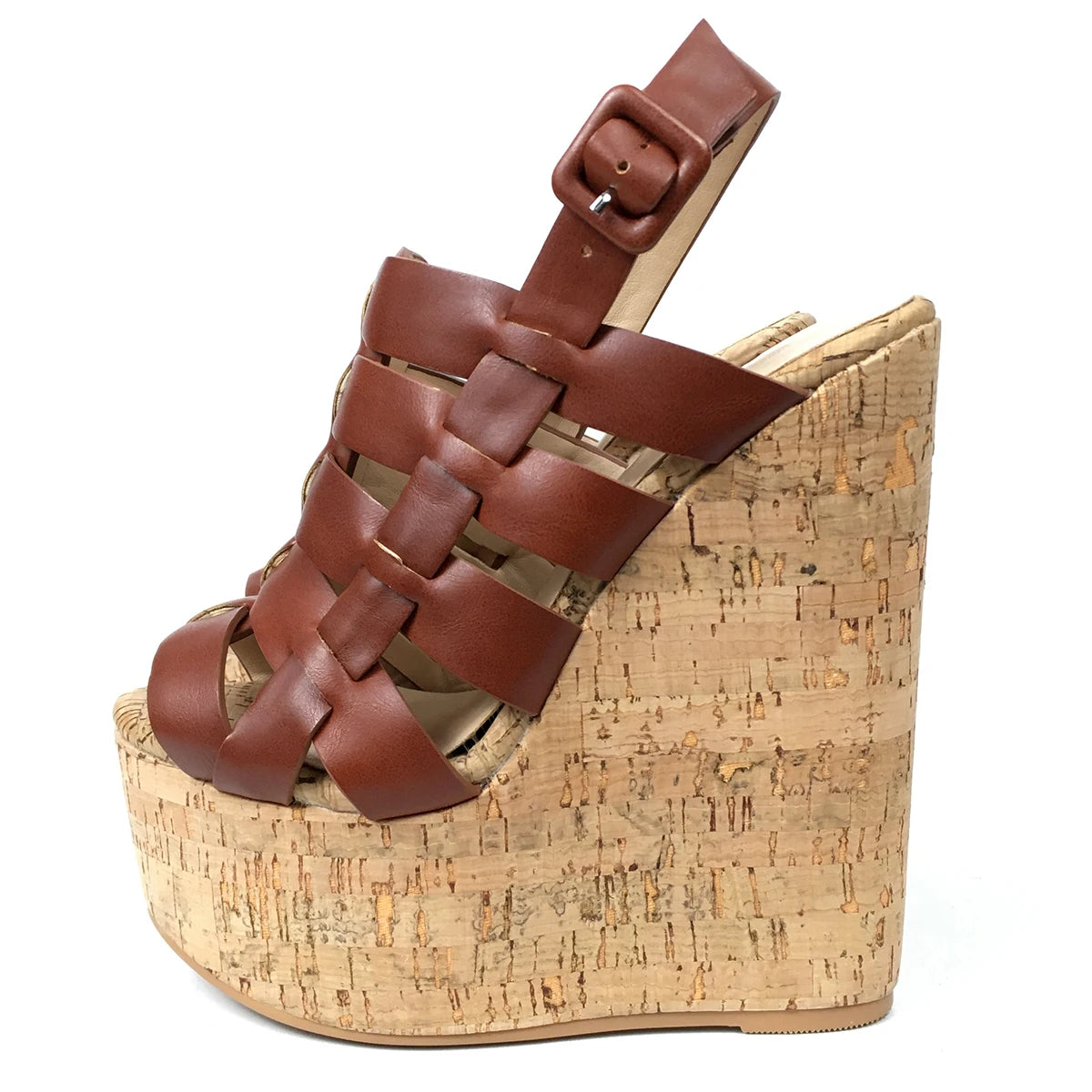 Women’s Cork Wedge Slingback Sandals – Peep Toe Cross Strap Summer Casual Shoes, Comfortable