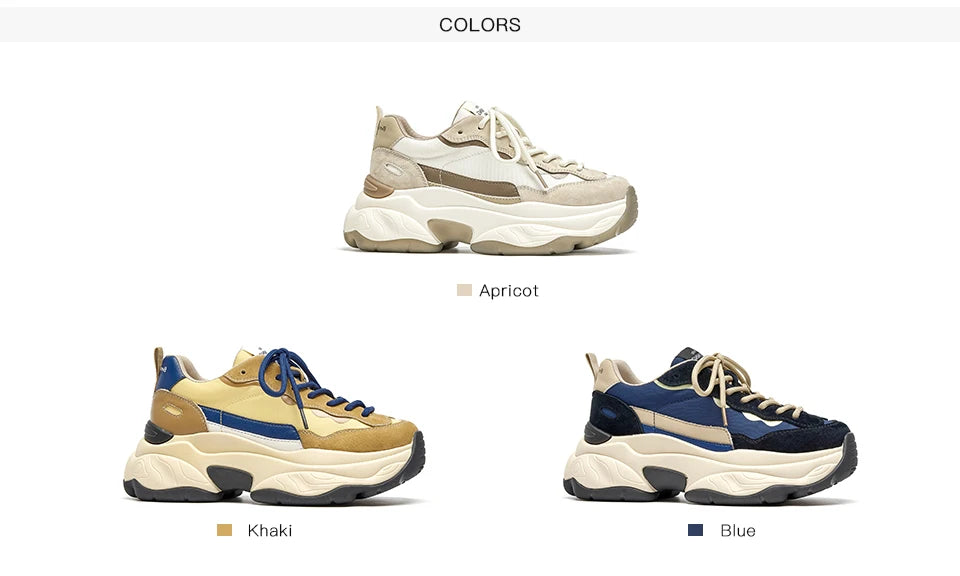 BeauToday Casual Sneakers Women Suede Leather Breathable Mesh Mixed Color Thick Sole Platform Shoes Ladies Flats Handmade 29430