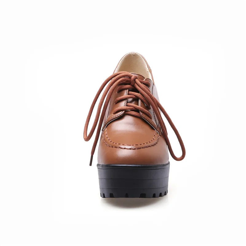 Classic Lace-up Ankle Boots For Women Red White Punk Heels Platform Euro Style Women's Shoes Autumn Spring High Heels Pump Shoes