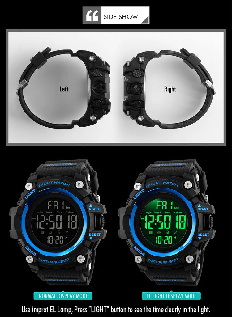 SKMEI Top Brand Outdoor Sport Smart Watch Men Multifunction Fitness Watches 5Bar Waterproof Digital Watch reloj hombre 1227/1384